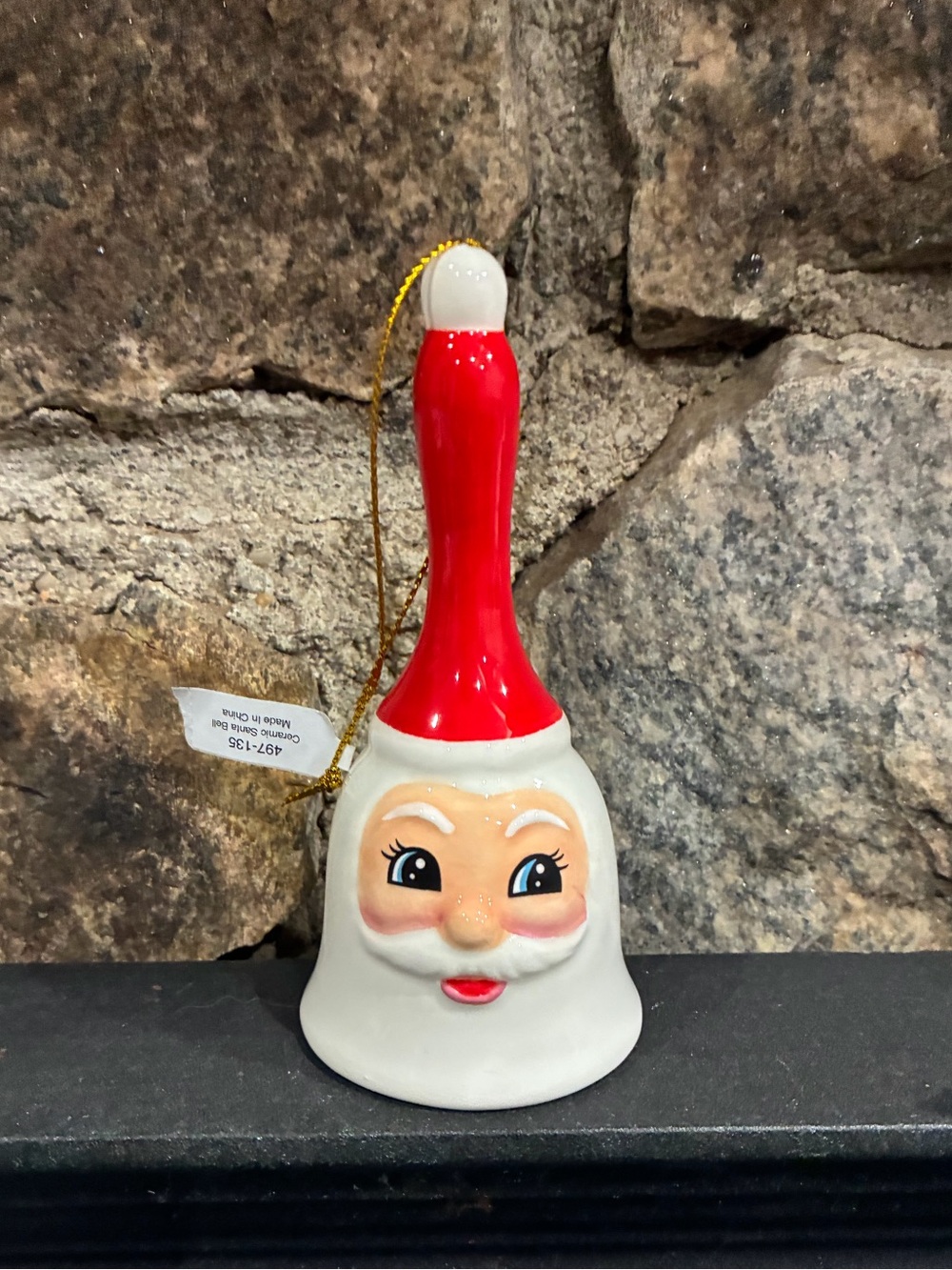 Crate & Barrel Santa Claus Christmas Bell Ornament Red and White Brand New